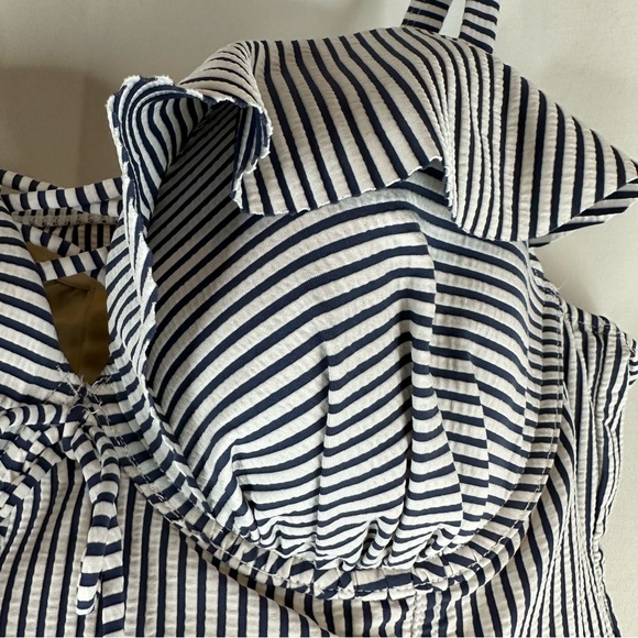 CACIQUE SWIM Women’s Size 44C Bikini Top Striped Underwire Ruffled Padded - Picture 7 of 16